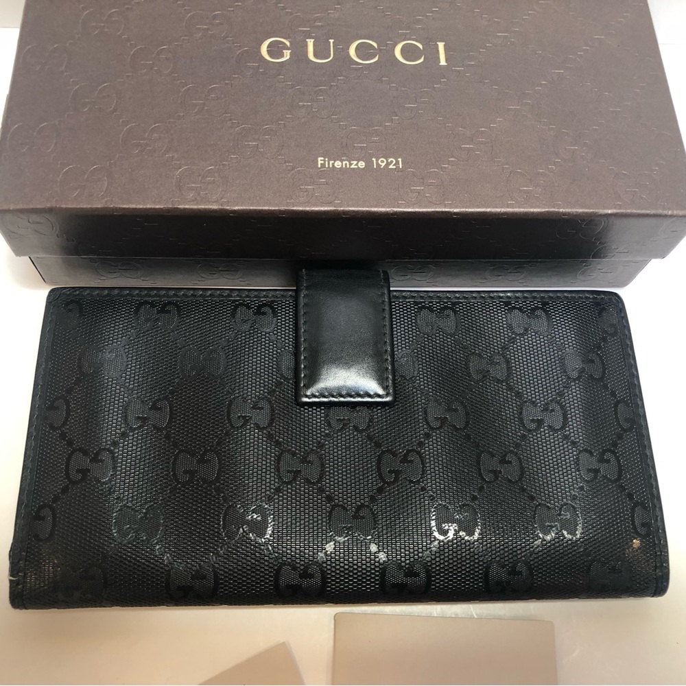 Gucci AUTHENTIC Black Leather Long Wallet EUC - Picture 2 of 16
